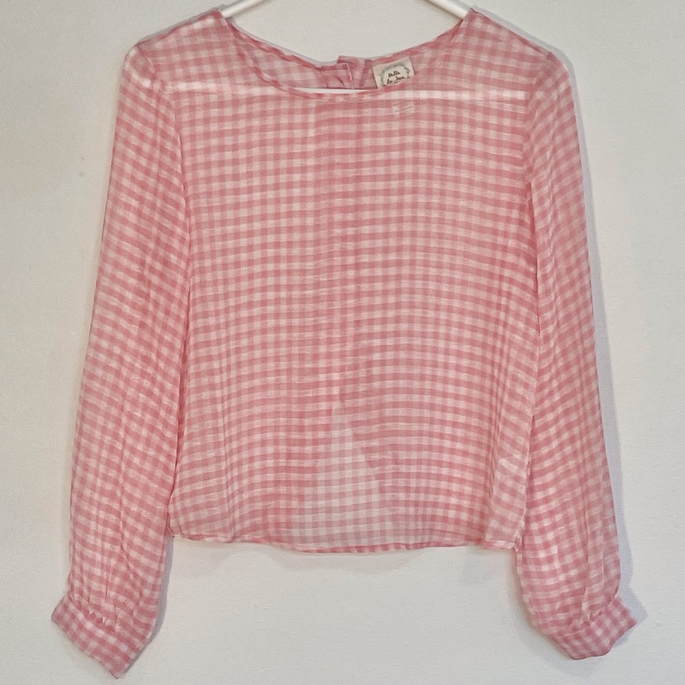 Belle du Jour Pink and White Gingham Blouse size small
